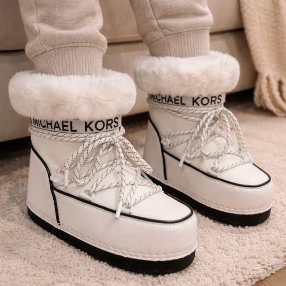 Michael Kors Shoes - Michael Kors White Fur-Trimmed Winter Boots